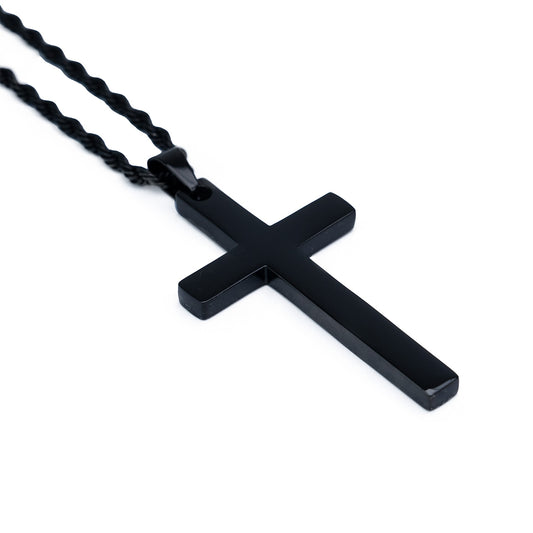 Cruz - Negro ( Incluye Cadena )( Acero inoxidable )