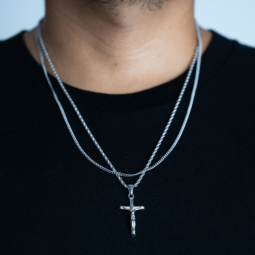 Jesucristo ( 2 cadenas - Layering ) ( Acero inoxidable )