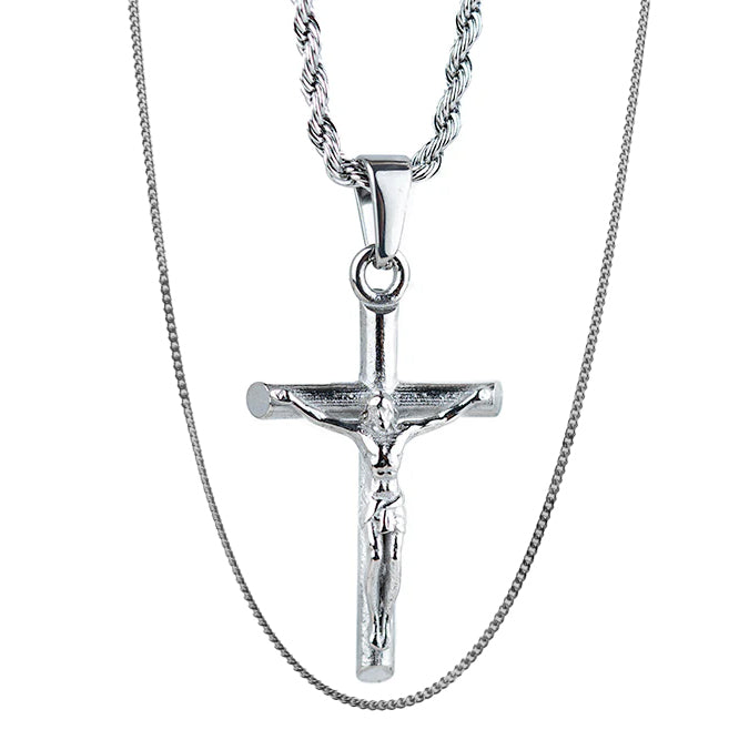 Jesucristo ( 2 cadenas - Layering ) ( Acero inoxidable )